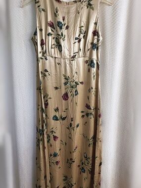 Vintage 90s Floral Satin Maxi Dress